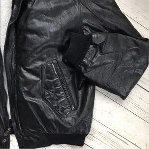 Vintage 80s Members Only Leather Coat Black Logo
